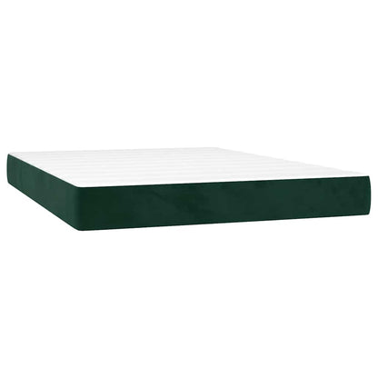Box Spring Postel S Matrací Tmavě Zelená 140X190 Cm Samet