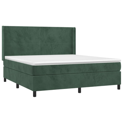 Box Spring Postel S Matrací Tmavě Zelená 160X200 Cm Samet