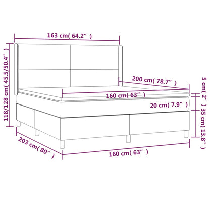 Box Spring Postel S Matrací Tmavě Modrá 160X200 Cm Samet