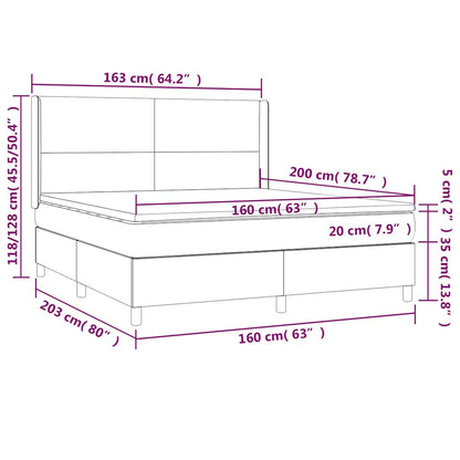 Box Spring Postel S Matrací Tmavě Modrá 160X200 Cm Samet