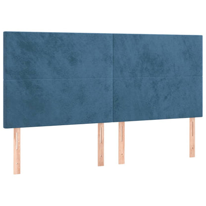 Box Spring Postel S Matrací Tmavě Modrá 200X200 Cm Samet