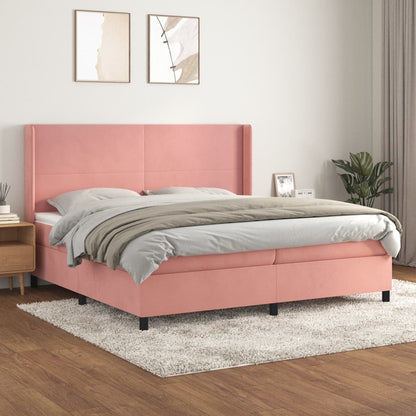 Box Spring Postel S Matrací Samet Růžová