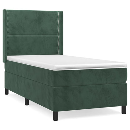 Box Spring Postel S Matrací Tmavě Zelená 100X200 Cm Samet