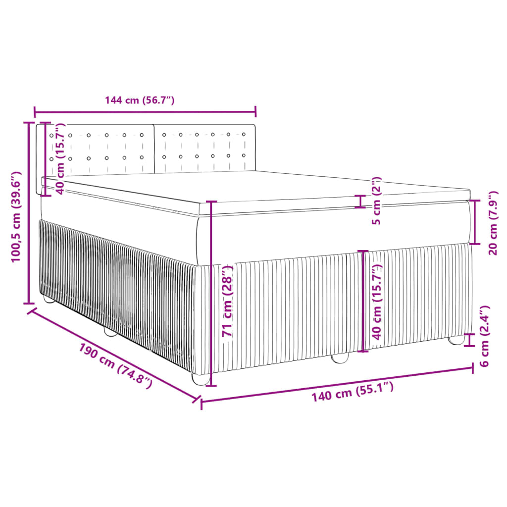 Box Spring Postel S Matrací Samet Světle Šedá