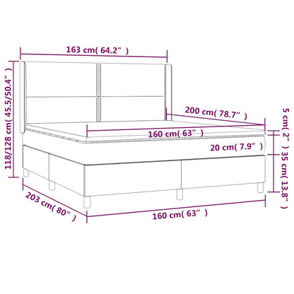 Box Spring Postel S Matrací Tmavě Modrá 160X200 Cm Samet