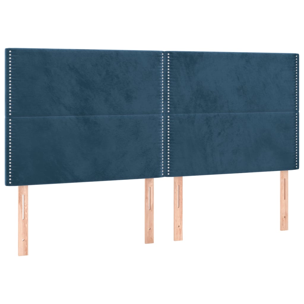 Box Spring Postel S Matrací Tmavě Modrá 200X200 Cm Samet