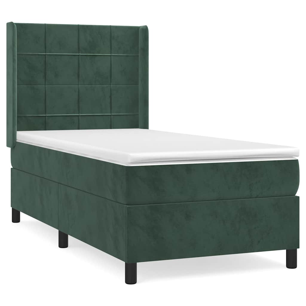Box Spring Postel S Matrací Tmavě Zelená 80 X 200 Cm Samet