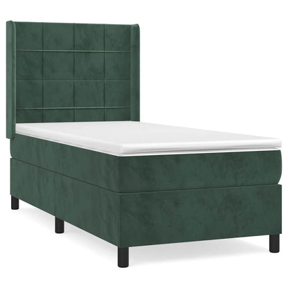 Box Spring Postel S Matrací Tmavě Zelená 80 X 200 Cm Samet