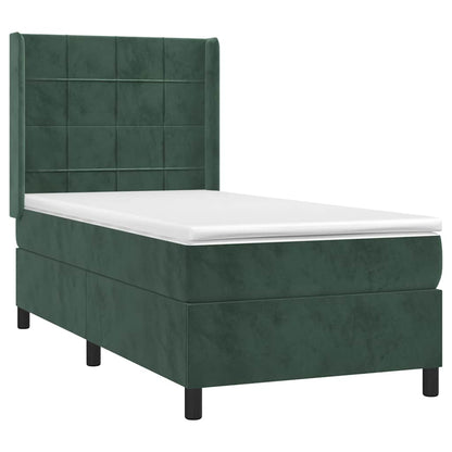 Box Spring Postel S Matrací Tmavě Zelená 80 X 200 Cm Samet