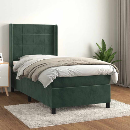 Box Spring Postel S Matrací Tmavě Zelená 80 X 200 Cm Samet