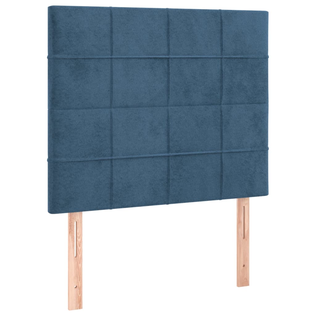 Box Spring Postel S Matrací Tmavě Modrá 80 X 200 Cm Samet