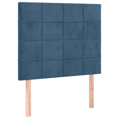 Box Spring Postel S Matrací Tmavě Modrá 80 X 200 Cm Samet