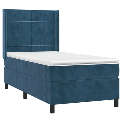 Box Spring Postel S Matrací Tmavě Modrá 100X200 Cm Samet