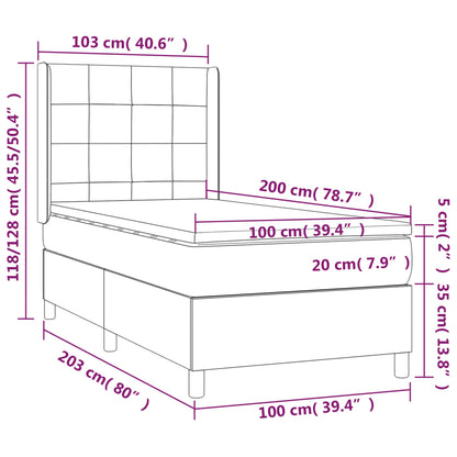 Box Spring Postel S Matrací Tmavě Modrá 100X200 Cm Samet
