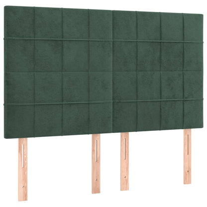 Box Spring Postel S Matrací Tmavě Zelená 140X190 Cm Samet