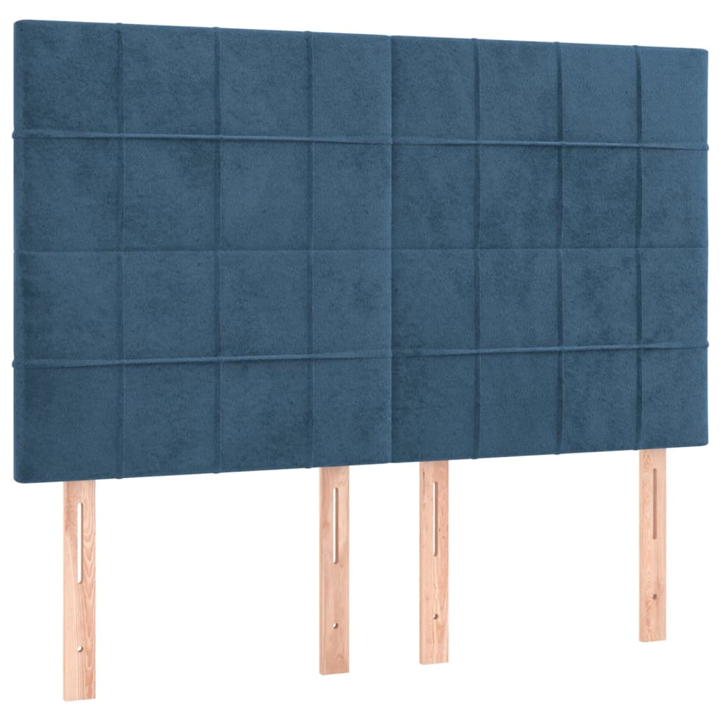 Box Spring Postel S Matrací Tmavě Modrá 140X190 Cm Samet
