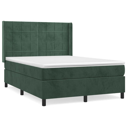 Box Spring Postel S Matrací Tmavě Zelená 140X200 Cm Samet