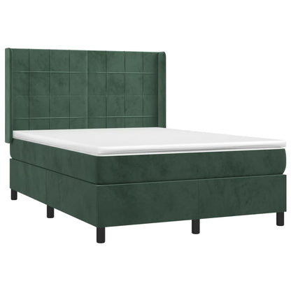 Box Spring Postel S Matrací Tmavě Zelená 140X200 Cm Samet