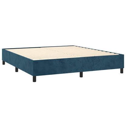 Box Spring Postel S Matrací Tmavě Modrá 160X200 Cm Samet