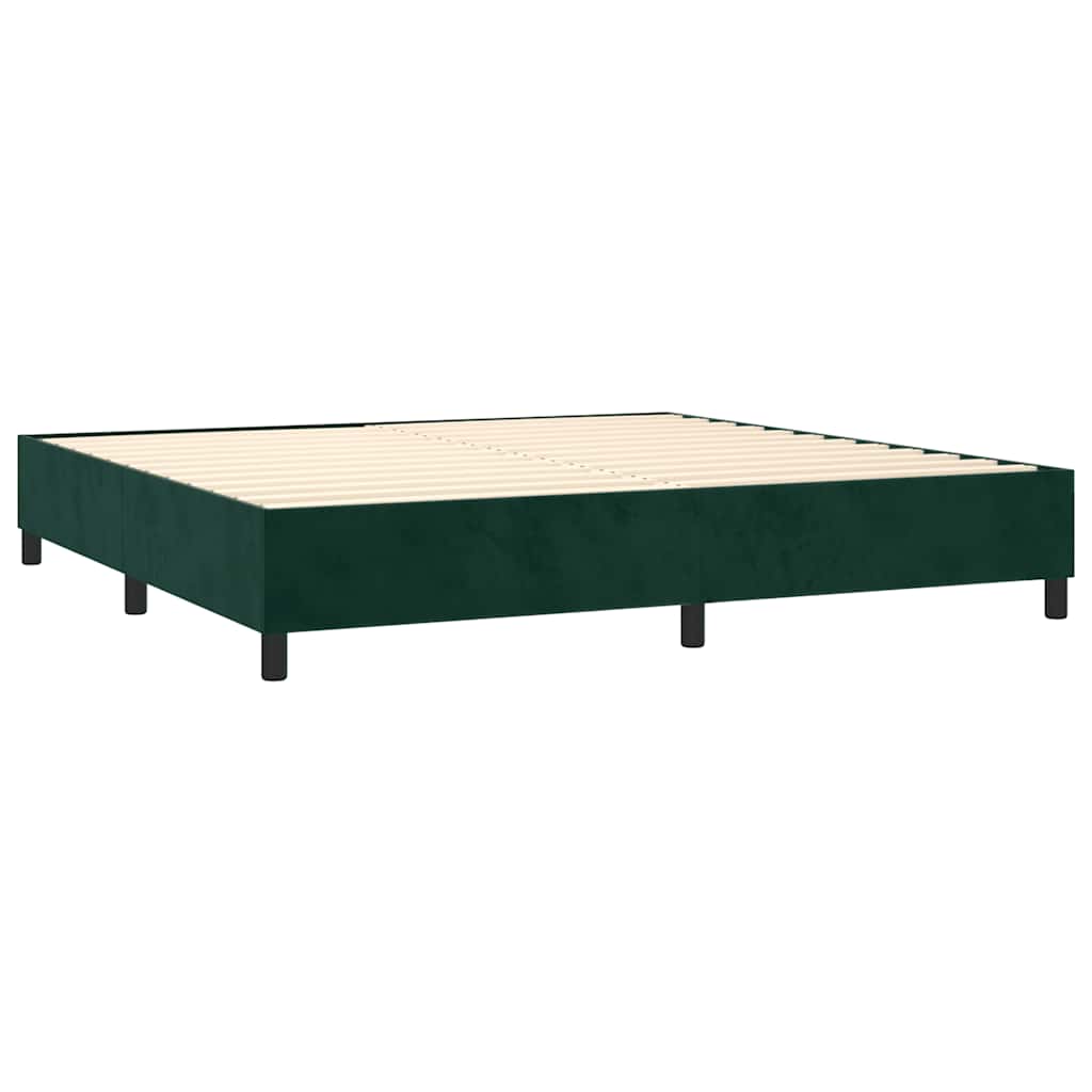 Box Spring Postel S Matrací Tmavě Zelená 180X200 Cm Samet