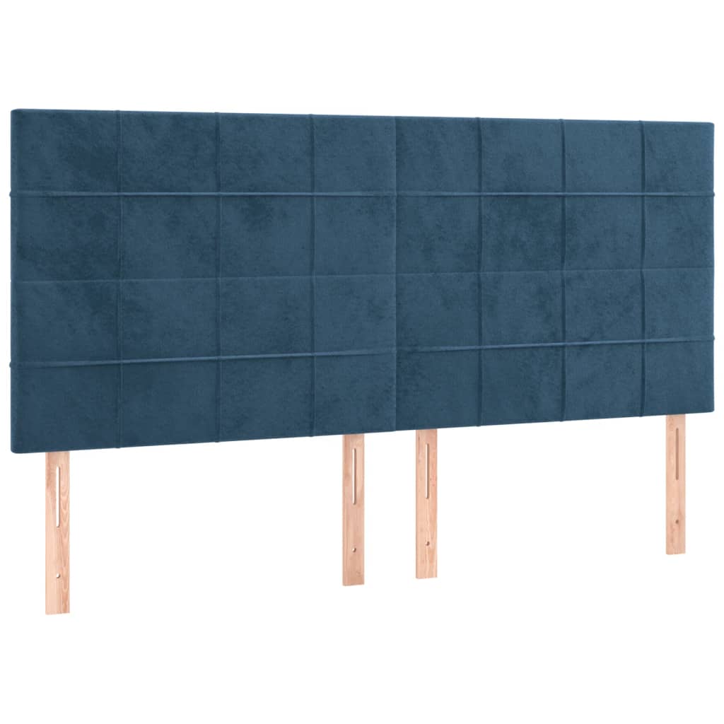 Box Spring Postel S Matrací Tmavě Modrá 200X200 Cm Samet