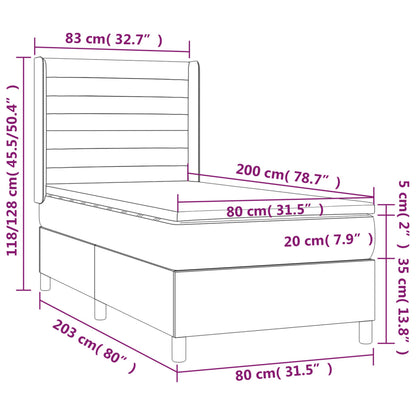 Box Spring Postel S Matrací Tmavě Modrá 80 X 200 Cm Samet
