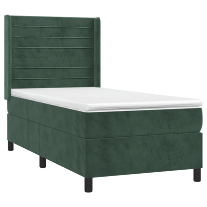 Box Spring Postel S Matrací Tmavě Zelená 90X200 Cm Samet