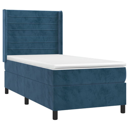 Box Spring Postel S Matrací Tmavě Modrá 90X200 Cm Samet