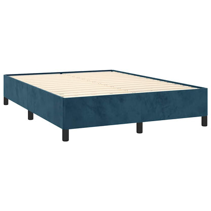 Box Spring Postel S Matrací Tmavě Modrá 140X200 Cm Samet