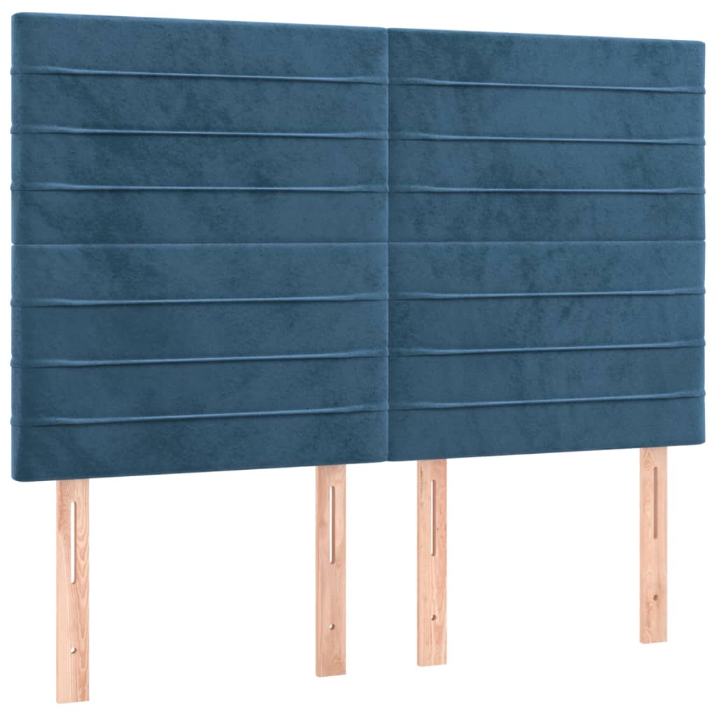 Box Spring Postel S Matrací Tmavě Modrá 140X200 Cm Samet