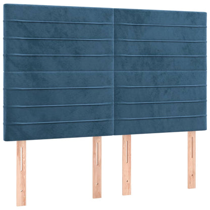 Box Spring Postel S Matrací Tmavě Modrá 140X200 Cm Samet