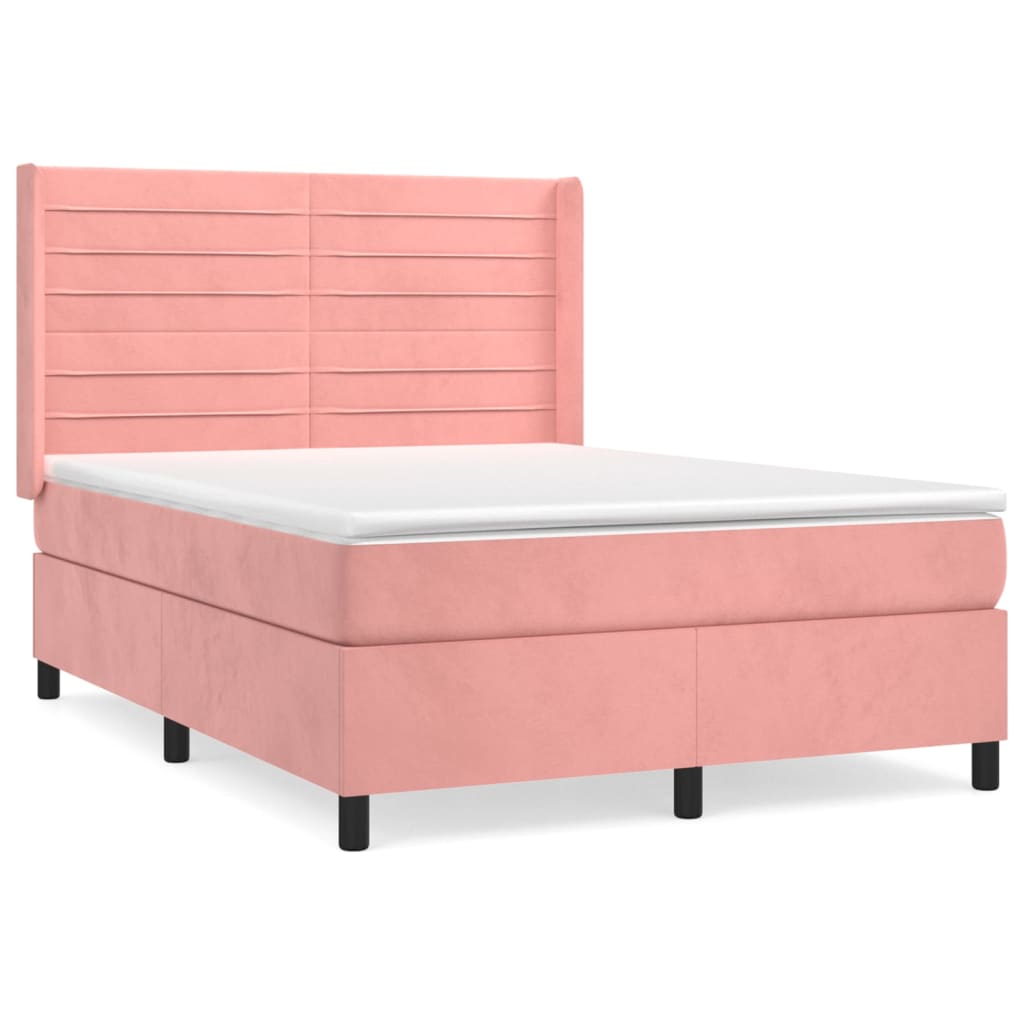 Box Spring Postel S Matrací Samet Růžová