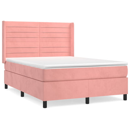 Box Spring Postel S Matrací Samet Růžová