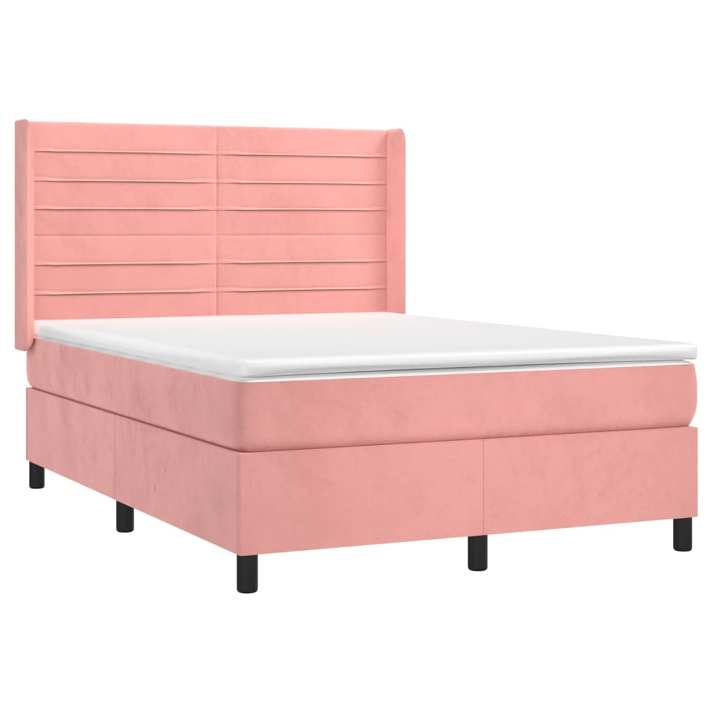 Box Spring Postel S Matrací Samet Růžová