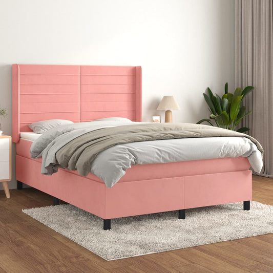 Box Spring Postel S Matrací Samet Růžová