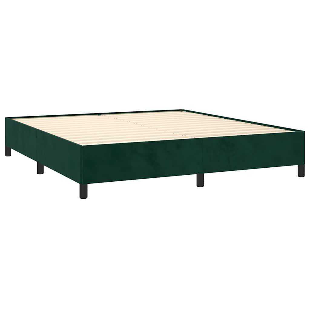 Box Spring Postel S Matrací Tmavě Zelená 160X200 Cm Samet