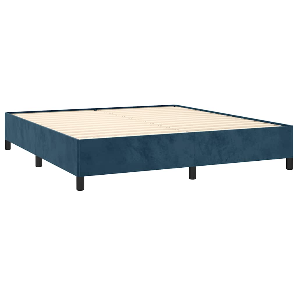 Box Spring Postel S Matrací Tmavě Modrá 160X200 Cm Samet