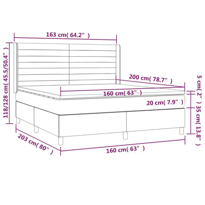 Box Spring Postel S Matrací Tmavě Modrá 160X200 Cm Samet