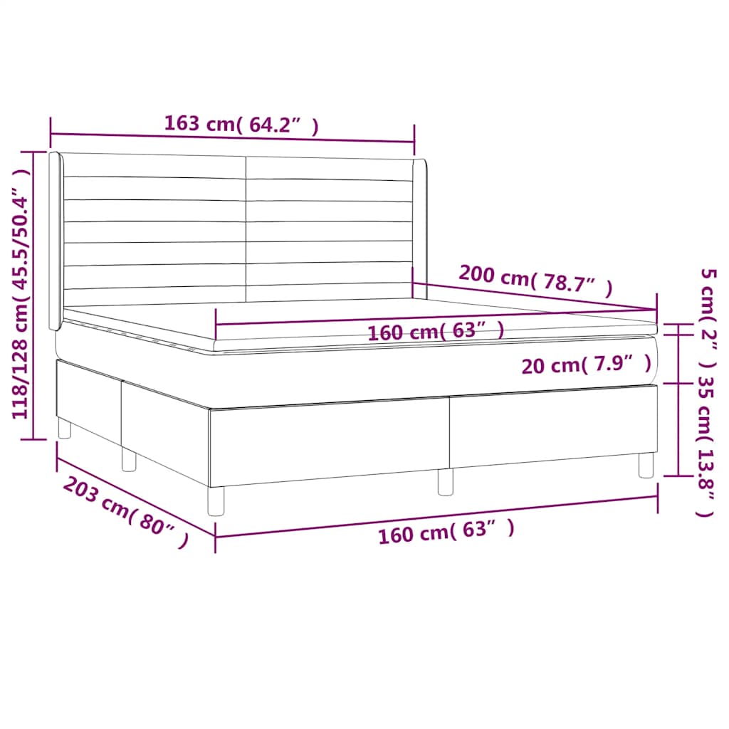 Box Spring Postel S Matrací Tmavě Modrá 160X200 Cm Samet