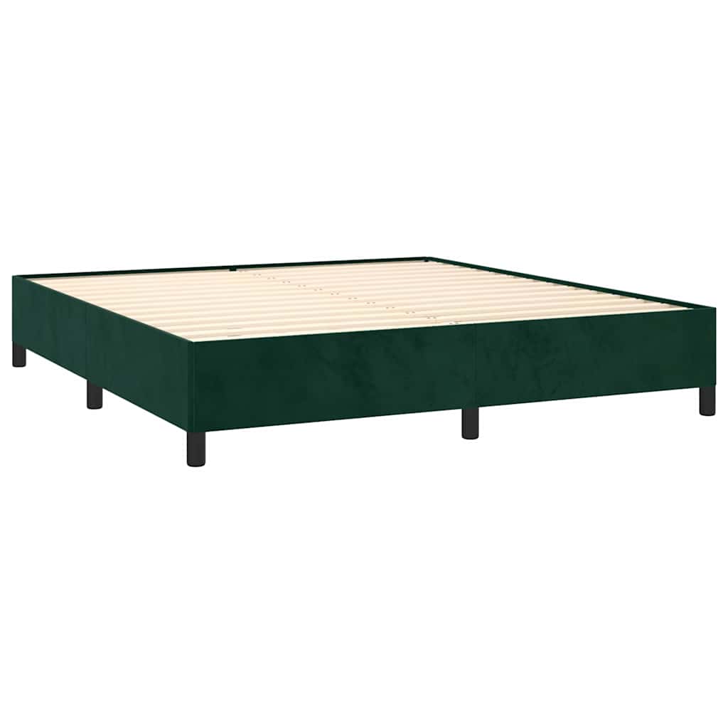 Box Spring Postel S Matrací Tmavě Zelená 180X200 Cm Samet