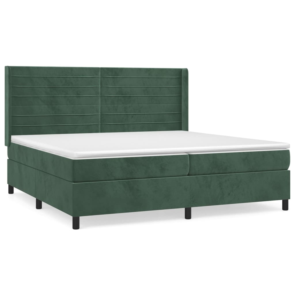 Box Spring Postel S Matrací Tmavě Zelená 200X200 Cm Samet