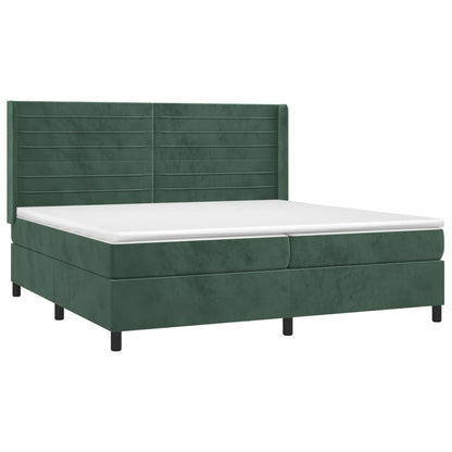 Box Spring Postel S Matrací Tmavě Zelená 200X200 Cm Samet