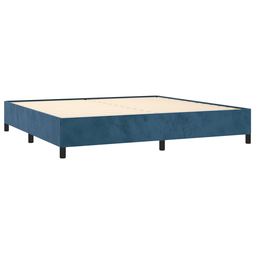 Box Spring Postel S Matrací Tmavě Modrá 200X200 Cm Samet