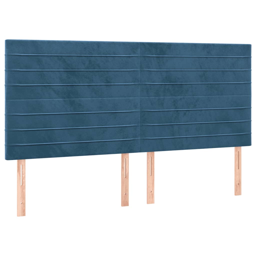 Box Spring Postel S Matrací Tmavě Modrá 200X200 Cm Samet