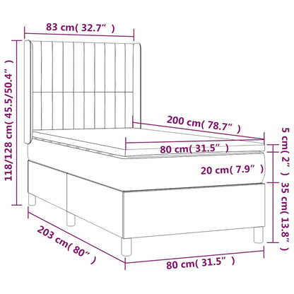 Box Spring Postel S Matrací Tmavě Zelená 80 X 200 Cm Samet