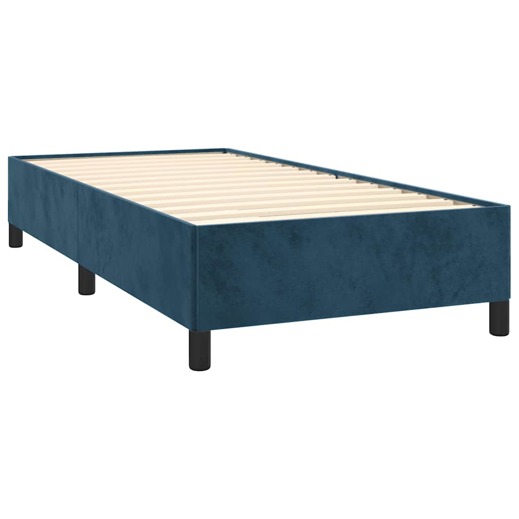 Box Spring Postel S Matrací Tmavě Modrá 80 X 200 Cm Samet