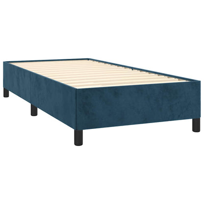 Box Spring Postel S Matrací Tmavě Modrá 80 X 200 Cm Samet