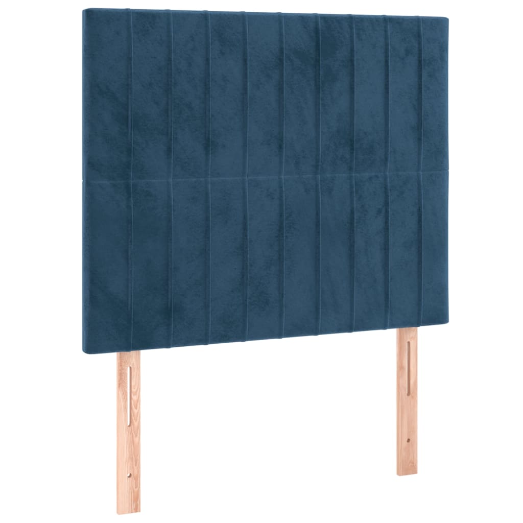 Box Spring Postel S Matrací Tmavě Modrá 80 X 200 Cm Samet