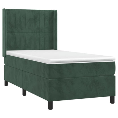 Box Spring Postel S Matrací Tmavě Zelená 90X190 Cm Samet