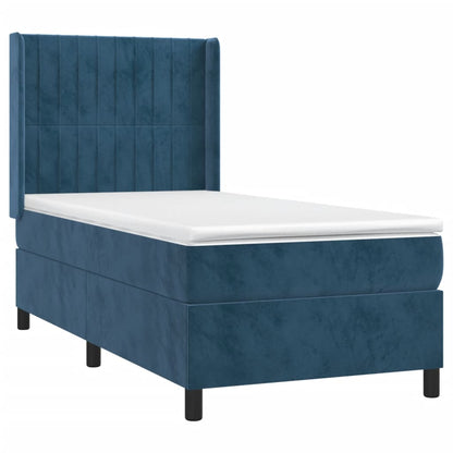 Box Spring Postel S Matrací Tmavě Modrá 90X190 Cm Samet